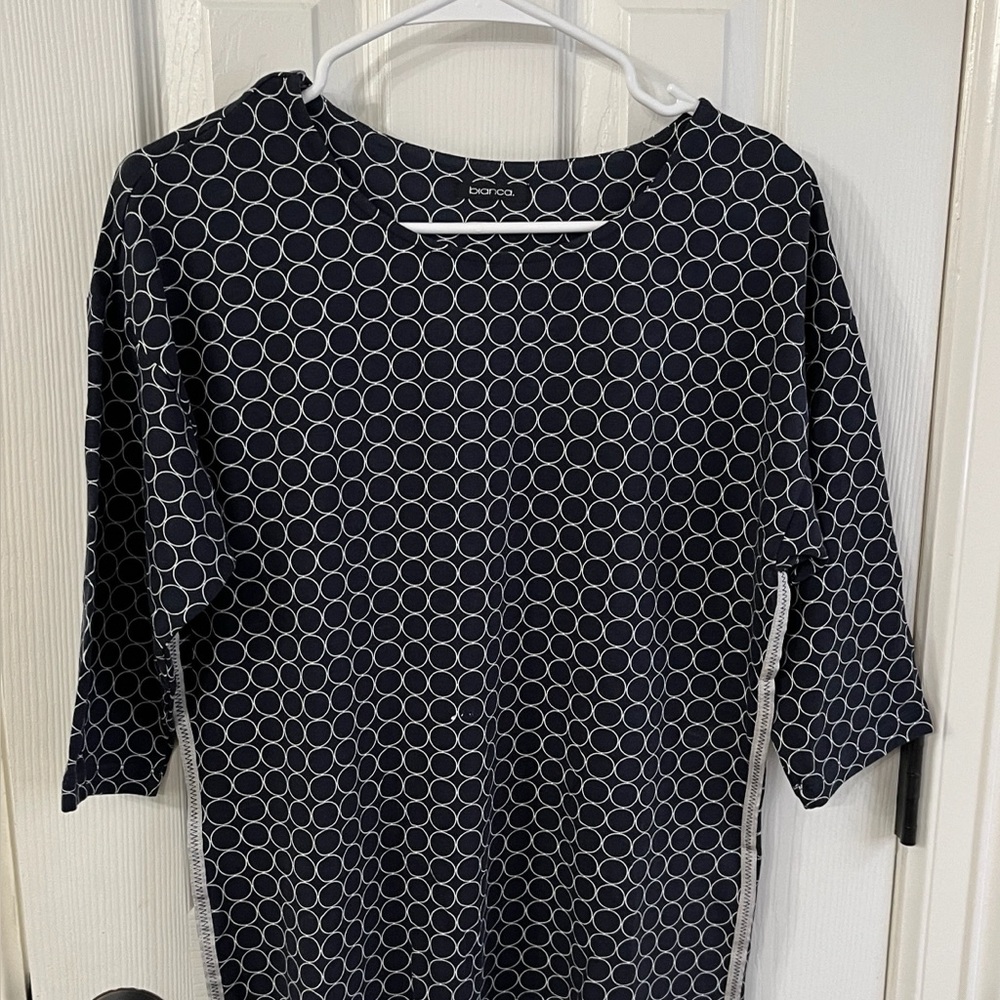 Navy Circle Pattern Blouse